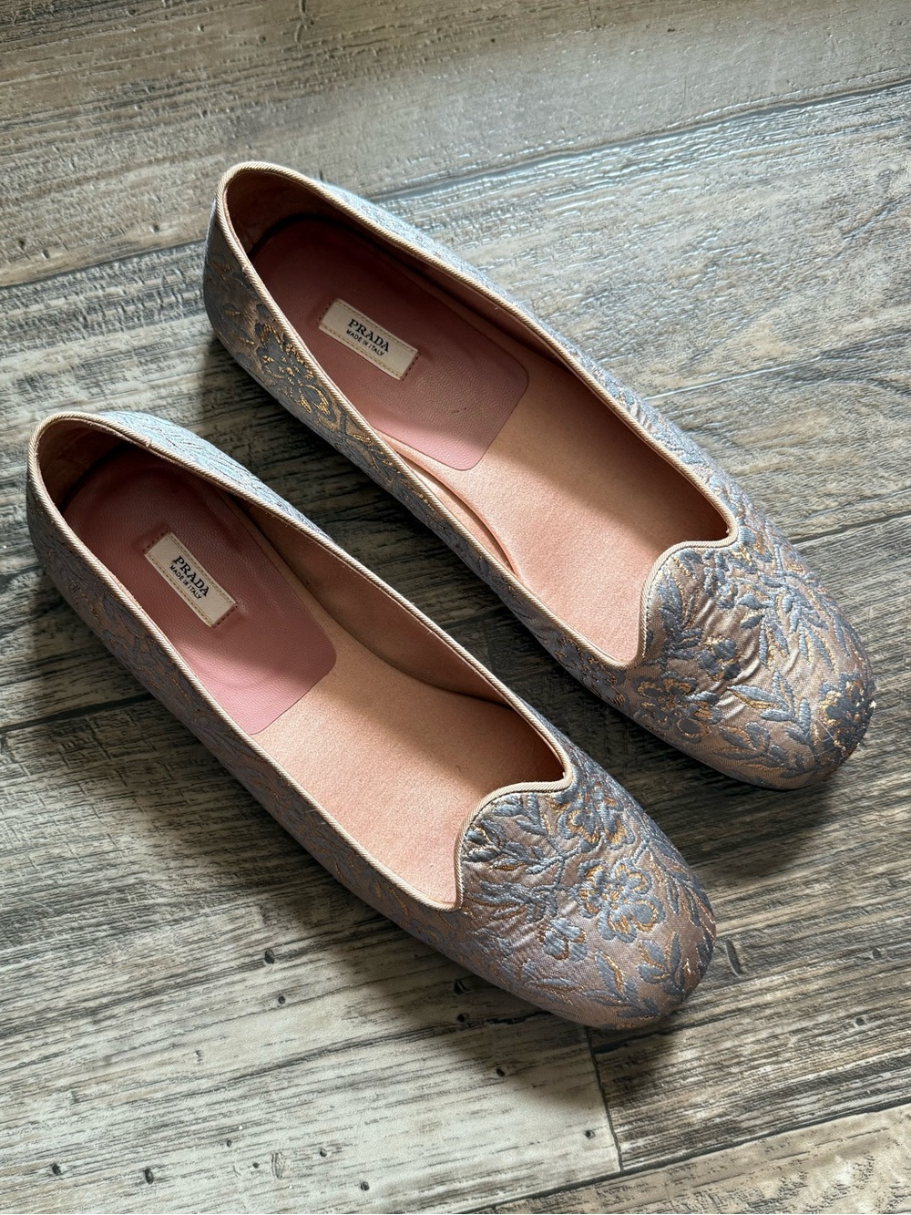 Vintage Prada Brocade Jacquard Flats 38